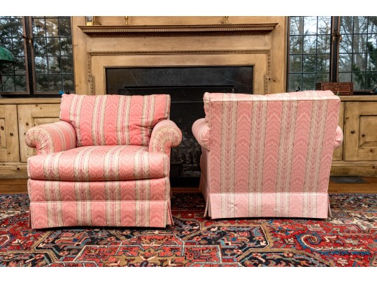 Pair Of Upholstered Down Blend Club Chairs