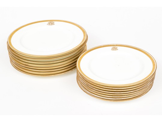 Set Of Sixteen Mintons For Tiffany & Co. Gilded Age Service Plates 