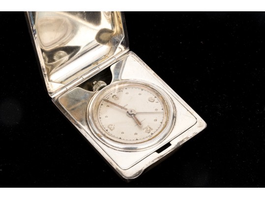 Vintage J.E. Caldwell Sterling Silver Travel Clock 