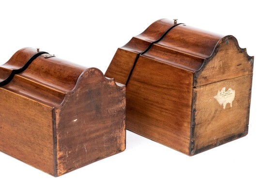 Two Antique Mahogany Knife Boxes