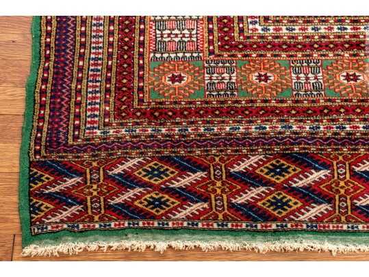 Hand-Knotted Wool Persian Bokhara Room Size Carpet, 10'-2 X 7'-4 1/4
