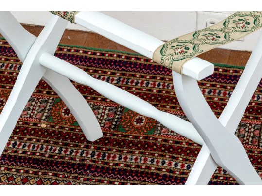 Vintage Painted Luggage Rack And Folding Tray Top Table