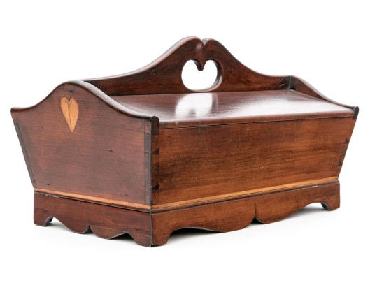 Pennsylvania Cherry Heart-Motif Cutlery Box, First Half 19th Century