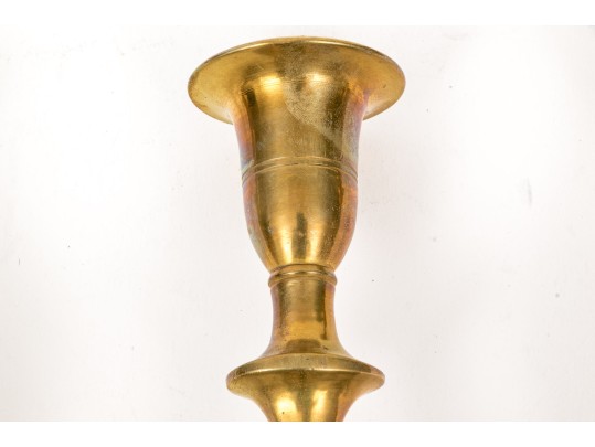 Compatible Set Of Four Antique Brass Candlesticks