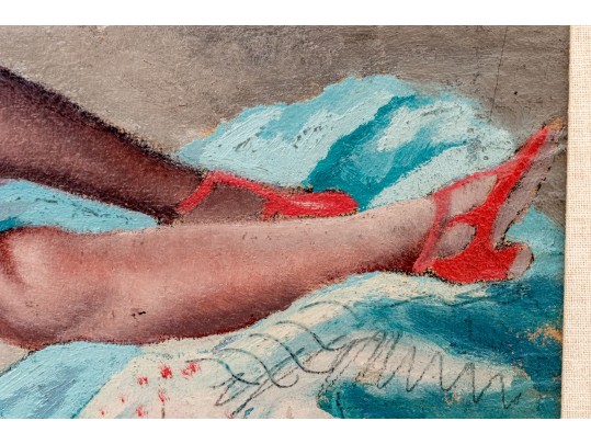 Emil Ganso (German-American, 1895-1941) Oil On Board, Reclining Female Nude