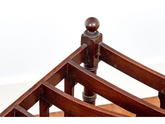 George III Style Mahogany Four Section Canterbury On Casters, 19th Century