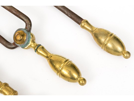 A Good Collection Of Six Fine Fireplace Tools: Double Lemon, Cannonball