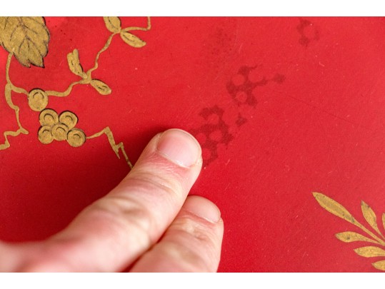 Vintage Hand Painted French Chinoiserie Tole Tray Top Table