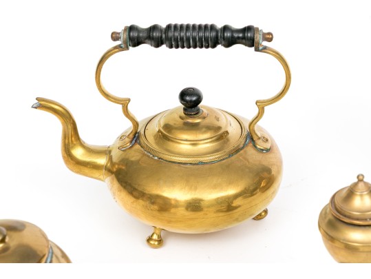 Collection Of Seven Brass Serving Wares