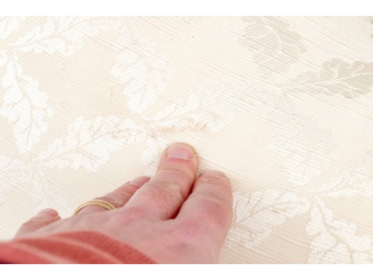 Antique Queen Anne Style Upholstered Wingback Armchair