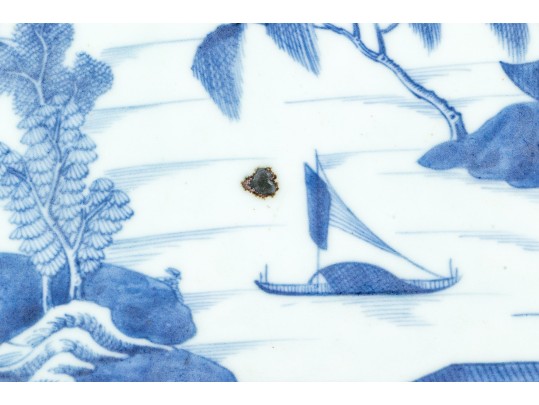 19th C. Chinese Blue And White Canton Pattern Porcelain Platter