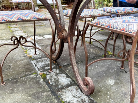 Antique Iron And Glass Outdoor Dining Set