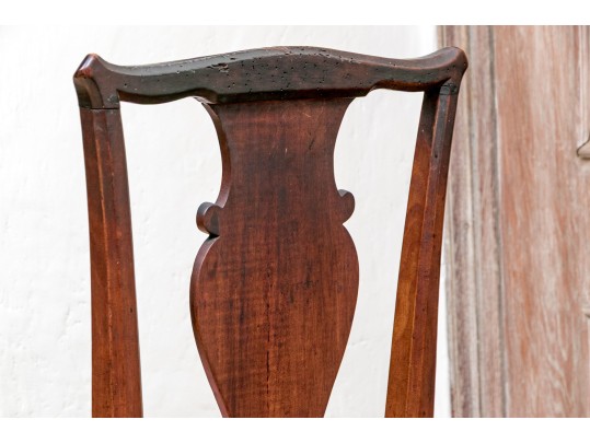Antique New England Carved Splat Back Side Chair, Ca. 1760-80