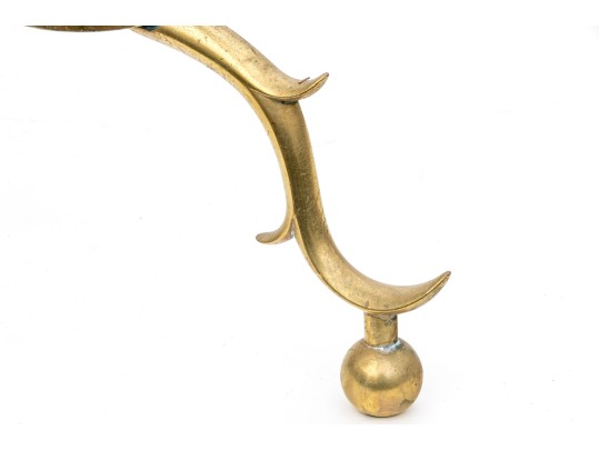 Pair Of American Federal Brass Double Lemon Form Andirons, Ca. 1790-1810