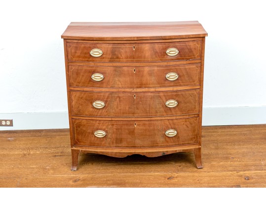 American Late Federal Mahogany Bow Front Chest Of Drawers, Ca. 1810-1830