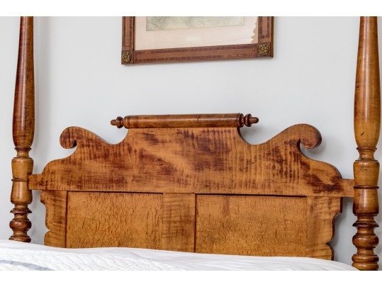 American Sheridan Full Size Figured Maple Poster Bed Frame, Ca. 1830-50