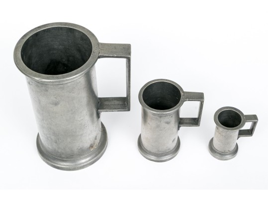 Three Pewter Measuring Tankards