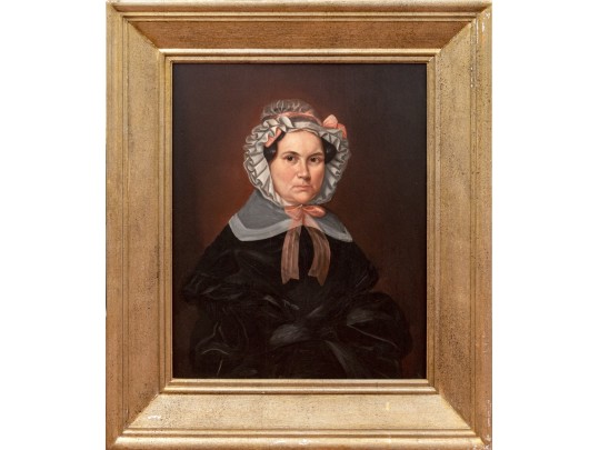 Antique Oil On Panel, Portrait Of A Woman