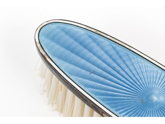 Tiffany & Co Four Piece Guilloche Enameled Sterling Silver Vanity Set