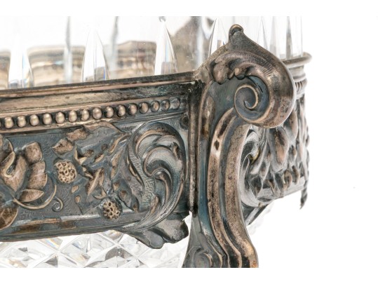 Cut Crystal Bowl In 800 Continental Silver Stand