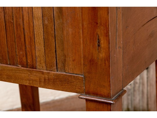 Continental Walnut Tambour Side Table, 19th Century