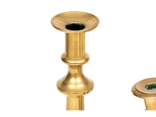Group Of Six Antique Brass Candlesticks