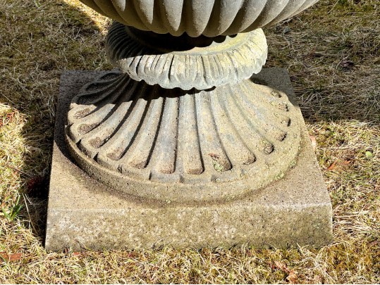 Large Pair Of Cast Metal Neoclassical Style Garden Urns