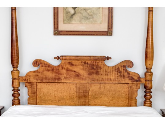 American Sheridan Full Size Figured Maple Poster Bed Frame, Ca. 1830-50