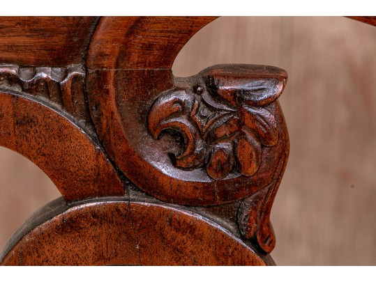 Antique Chippendale Style Mahogany Carved Side Chair, Late Victorian