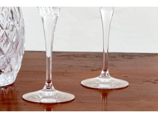 Waterford Lidded Decanter With Four Goblets