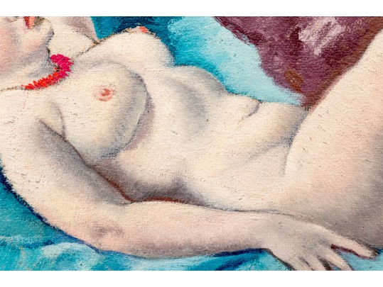 Emil Ganso (German-American, 1895-1941) Oil On Board, Reclining Female Nude