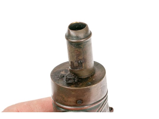 Antique American Copper And Brass Black Powder Flask, 19th Century