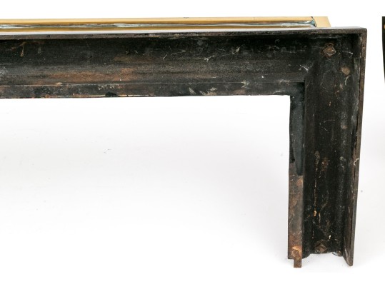 Handsome Antique Iron And Brass Fireplace Fender, Ca. 1860-80