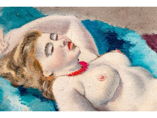 Emil Ganso (German-American, 1895-1941) Oil On Board, Reclining Female Nude