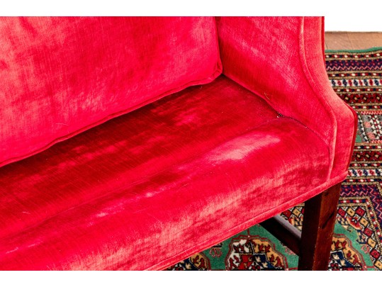 Fabulous Antique Late Chippendale Upholstered Camelback Sofa, Ca. 1780-1810