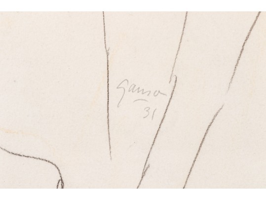 Emil Ganso (German-American, 1895-1941) Mixed Media On Paper, Female Nude In A Bath, 1931