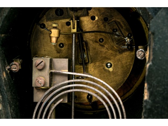 Rococo Style Gilt Bronze Mounted Tortoise Veneered Mantel Clock