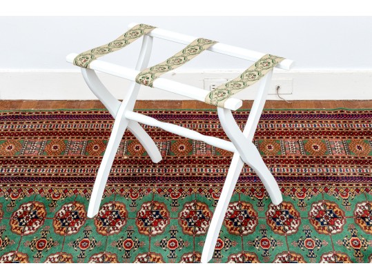 Vintage Painted Luggage Rack And Folding Tray Top Table