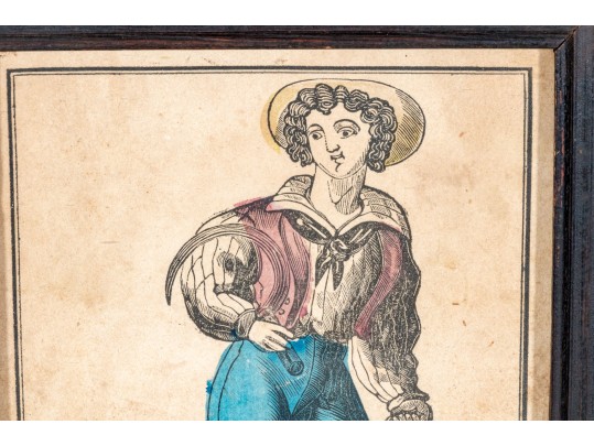 Set Of Two Antique 19th C. Hand-colored Prints