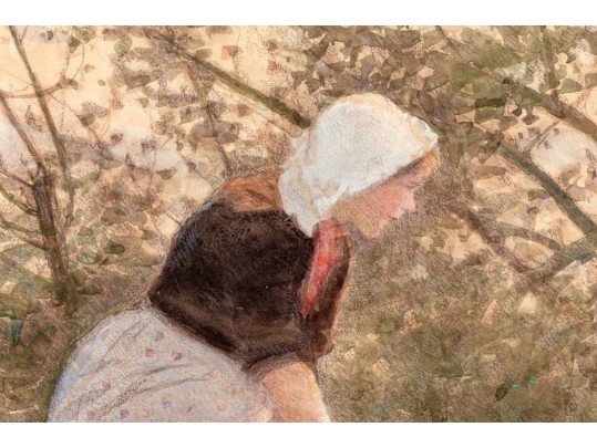 Hector Edward Philippe Caffieri (English, 1847-1932) Gouache, Girl Playing In The Landscape