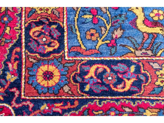 Antique Persian Hand-Knotted Pictorial Wool Carpet, 13'-4 X 9'-9 1/2