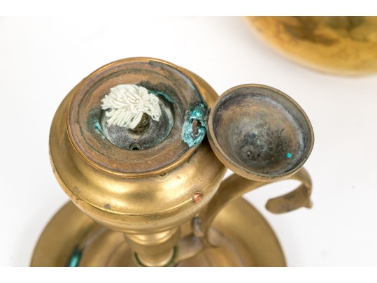 Collection Of Seven Brass Serving Wares