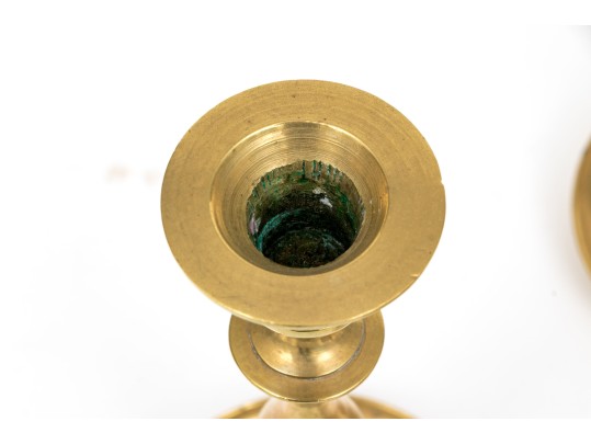 Four Brass Candlesticks And Chambersticks