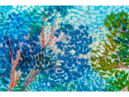 Lucien Neuquelman (French, 1908-1988) Oil On Canvas, Pointillist Landscape