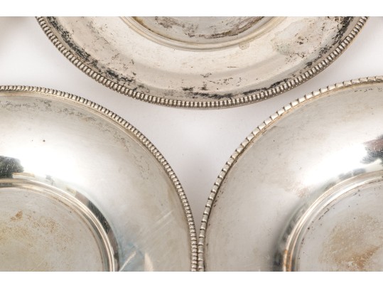 Set Of Five Continental 800 Silver Coasters, 7.4 Ozt.