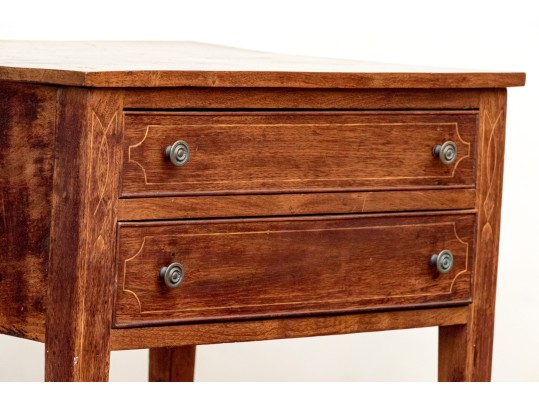 Federal Style Mahogany Inlaid Two Drawer Work Table