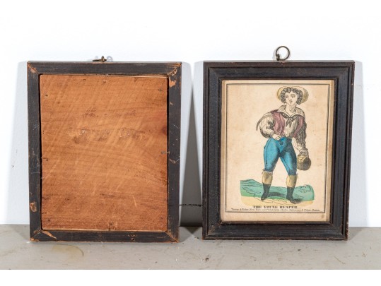 Set Of Two Antique 19th C. Hand-colored Prints