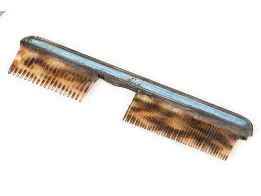 Tiffany & Co Four Piece Guilloche Enameled Sterling Silver Vanity Set