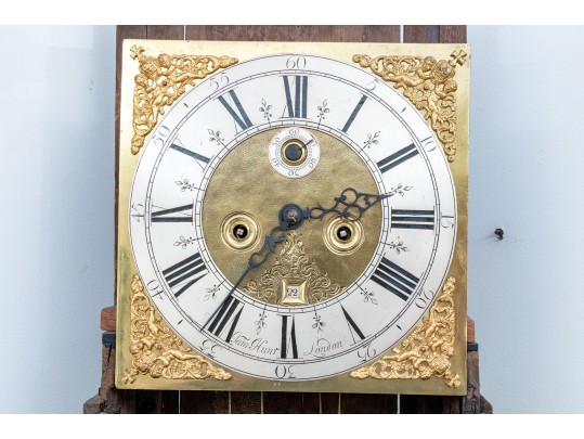 Antique Continental Walnut Tall Case Barley Twist Clock, First Half 19th Century