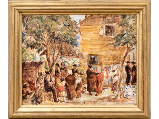 Theresa Bernstein (Polish-American, 1890-2002) Oil On Board, Rural Market With Figures